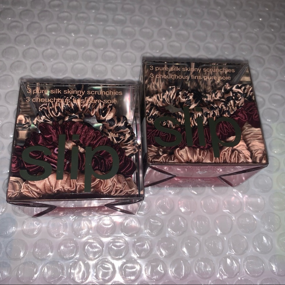 2 x slip silk skinny scrunchies